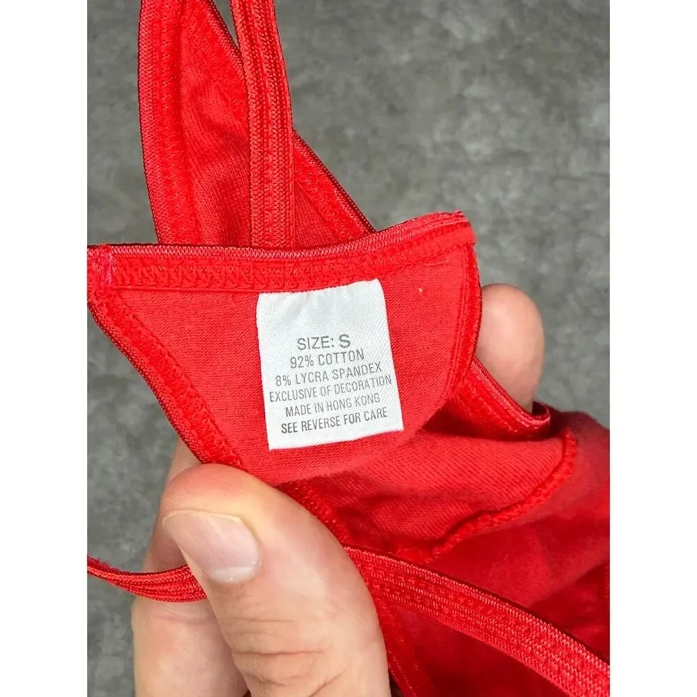 NWT SO Christmas Red String Bikini Panty Candy Cane Print Side Tie Small